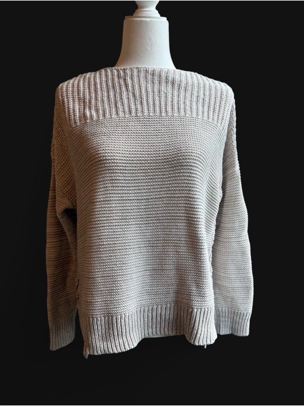 Cream Cozy Knit Boatneck Sweater